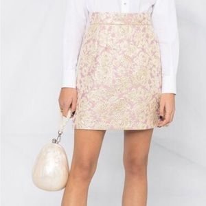 Dolce & Gabbana Pink and Gold Short Jacquard Mini Skirt